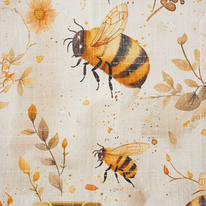 LeosWare® Men's Hawaiian Shirt Short Sleeve Button-up 100% Cotton Yellow Aloha Autumn Harvest In The Honey Garden Bee