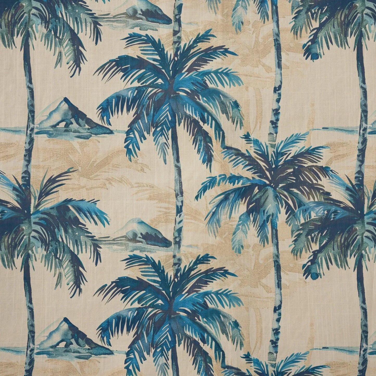 LeosWare® Men's Hawaiian Shirt Short Sleeve Button-up 100% Cotton Blue Aloha Blue Coconut Island Shadow