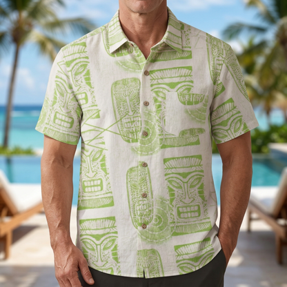 LeosWare® Men's Hawaiian Shirt Short Sleeve Button-up Premium polyester fabric Aloha Tropical Vibes