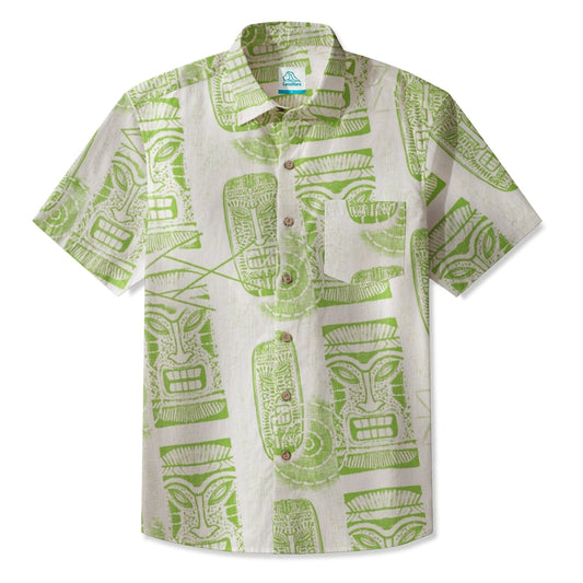 LeosWare® Men's Hawaiian Shirt Short Sleeve Button-up Premium polyester fabric Aloha Tropical Vibes