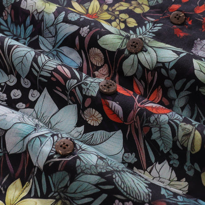 Floral Hawaiian Shirt For Men Flowering Shrubs Shirt Camp Collar 100% Cotton
