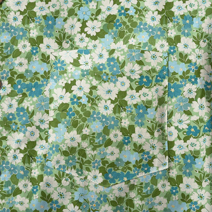 LeosWare® Flower Men's Hawaiian Shirt Short Sleeve Button-up 100% Cotton Green Aloha Fresh Blooms