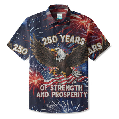 LeosWare® Men's Hawaiian Shirt Short Sleeve Button-up Breathable & Quick-Dry Aloha Freedom And Success On Independence Day