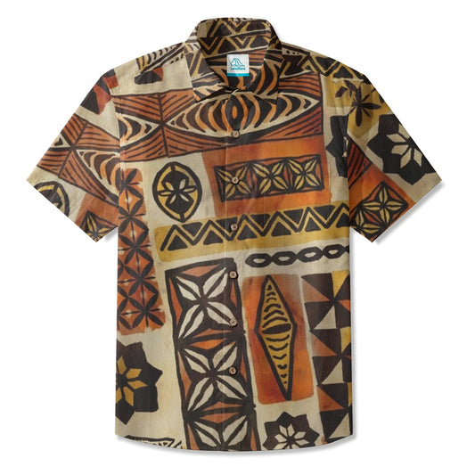 LeosWare® Men's Hawaiian Shirt Short Sleeve Button-up Breathable & Quick-Dry Aloha Tribal Cover