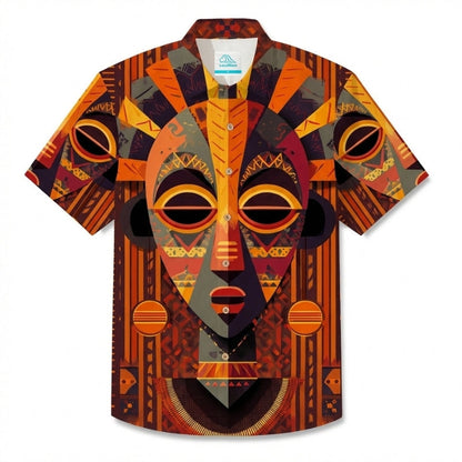 LeosWare® Men's Hawaiian Shirt Short Sleeve Button-up Breathable & Quick-Dry Aloha Totem Tiki