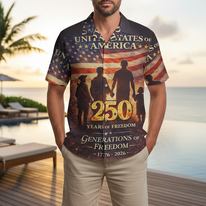 LeosWare® Men's Hawaiian Shirt Short Sleeve Button-up Breathable & Quick-Dry Aloha American Flag For Independence Day