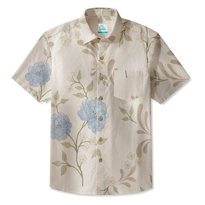 LeosWare® Men's Hawaiian Shirt Short Sleeve Button-up 95% Polyester, 5% Spandex Aloha Pattern Of The Field