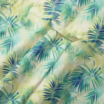 LeosWare® Plant Men's Hawaiian Shirt Short Sleeve Button-up 100% Cotton Green Aloha Coconut Breeze - Summer Delight