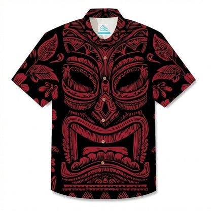 LeosWare® Men's Hawaiian Shirt Short Sleeve Button-up Breathable & Quick-Dry Aloha Totem Tiki