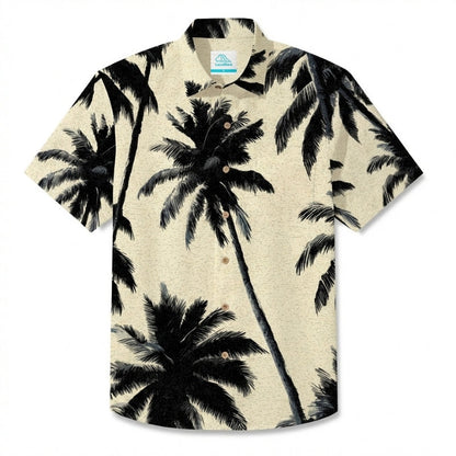 LeosWare® Men's Hawaiian Shirt Short Sleeve Button-up Breathable & Quick-Dry Aloha Shadow Palms