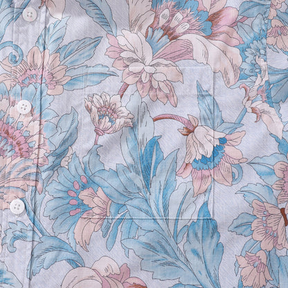 Men's Hawaiian Shirt Graceful Flowers Print Cotton Button-down Short Sleeve Aloha Shirt