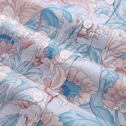 Men's Hawaiian Shirt Graceful Flowers Print Cotton Button-down Short Sleeve Aloha Shirt