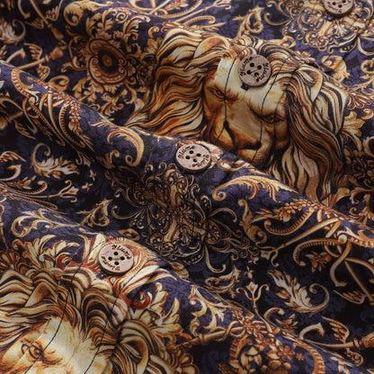 Men's Hawaiian Shirt Leo Print Tencel™ Button-down Short Sleeve Aloha Shirt