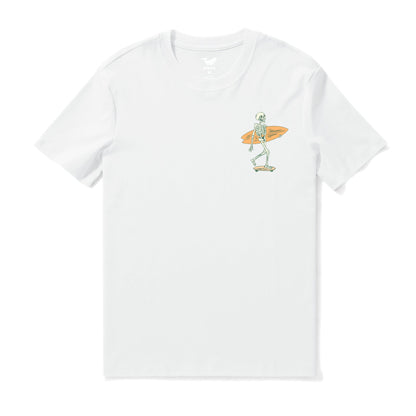 Hawaiian Tee For Men Out There☠️ 🌊BY LOINDAFLOW Tee Crew Neck 100% Cotton - WHITE