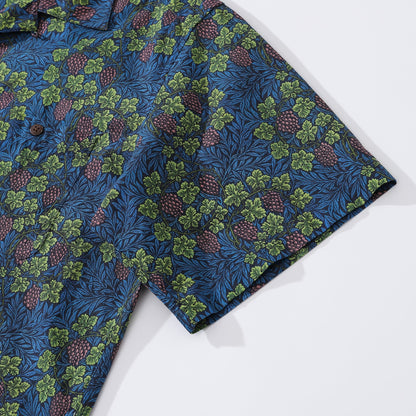 Hawaiian Shirt For Men Grapevine Shirt Camp Collar 100% Cotton
