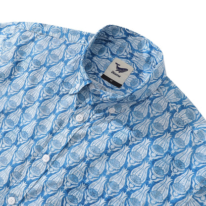 Men's Hawaiian Shirt Vintage Flowers Print Cotton Button-down