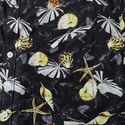 Hawaiian Shirts For Men Vintage Tropical Conch Button Down Cotton Aloha Shirt