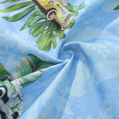 Hawaiian Shirt For Men Old-Fashioned Car Shirt Camp Collar 100% Cotton