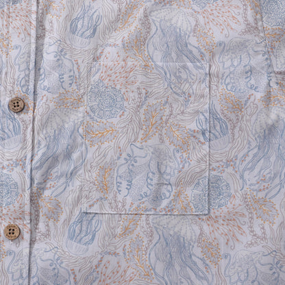 Men's Hawaiian Shirt Jellyfish Seascape By Andrea Leonelli Cotton Button-down Short Sleeve Aloha Shirt