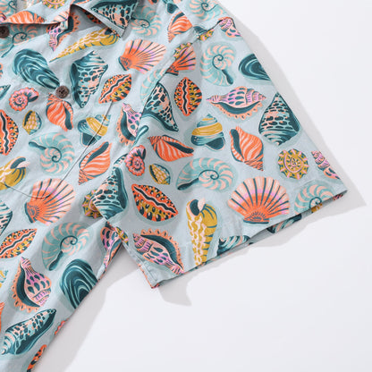 Hawaiian Shirt For Men Sublime Shells By Amy Suther Shirt Camp Collar 100% Cotton