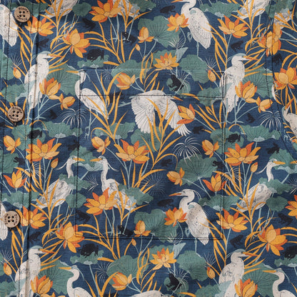Men's Hawaiian Shirt By the pond By Cassandra O'Leary Cotton Button-down Short Sleeve Aloha Shirt