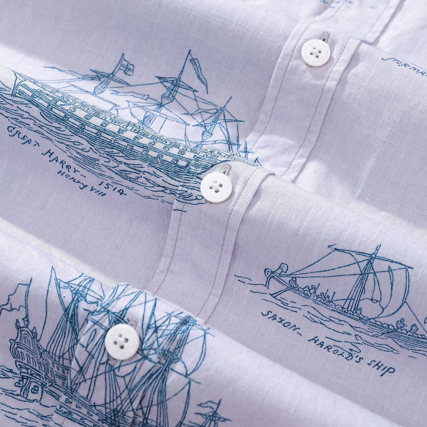 Hawaiian Shirt For Men Ship And Boat Drawing Short Sleeve Designer Shirt