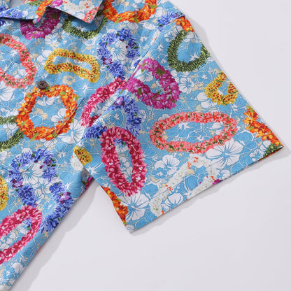 Hawaiian Shirt For Men Floral Wreath Compendium Shirt Camp Collar 100% Cotton