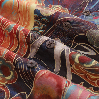 Hawaiian Shirt For Men Blessings Under the Deer's Shadow Shirt Camp Collar 100% Cotton
