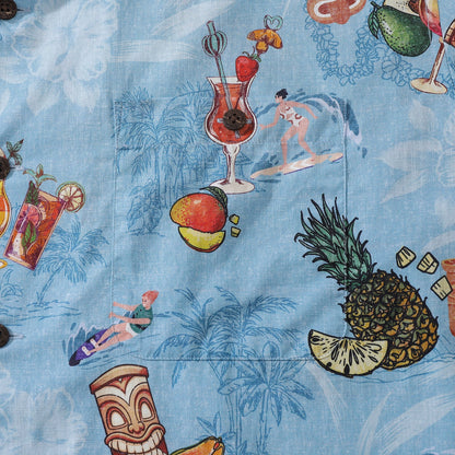 Hawaiian Shirts For Men Tiki Art Cocktail Party Tropical-Themed Print Shirt