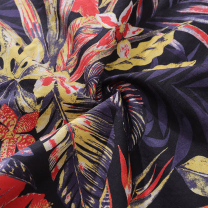 Men's Hawaiian Shirt Summer Night Print Cotton Button-down Short Sleeve Aloha Shirt
