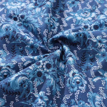Men's Hawaiian Shirt Azure Blossoms Print Cotton Button-down Short Sleeve Aloha Shirt