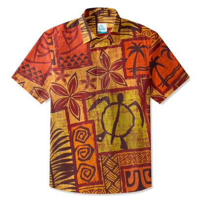 LeosWare® Men's Hawaiian Shirt Short Sleeve Button-upBreathable & Quick-Dry Aloha Tiki Mood(Royal Purple)