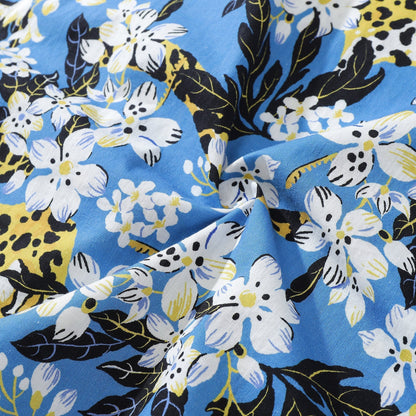 1930s Vintage Hawaiian Shirt For Men Flower Tree and Leopard Print Short Sleeve Cotton Button Down
