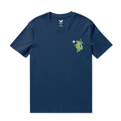 Hawaiian Tee For Men Backyard Beach Party By Loindaflow Tee Crew Neck 100% Cotton - NAVY BLUE