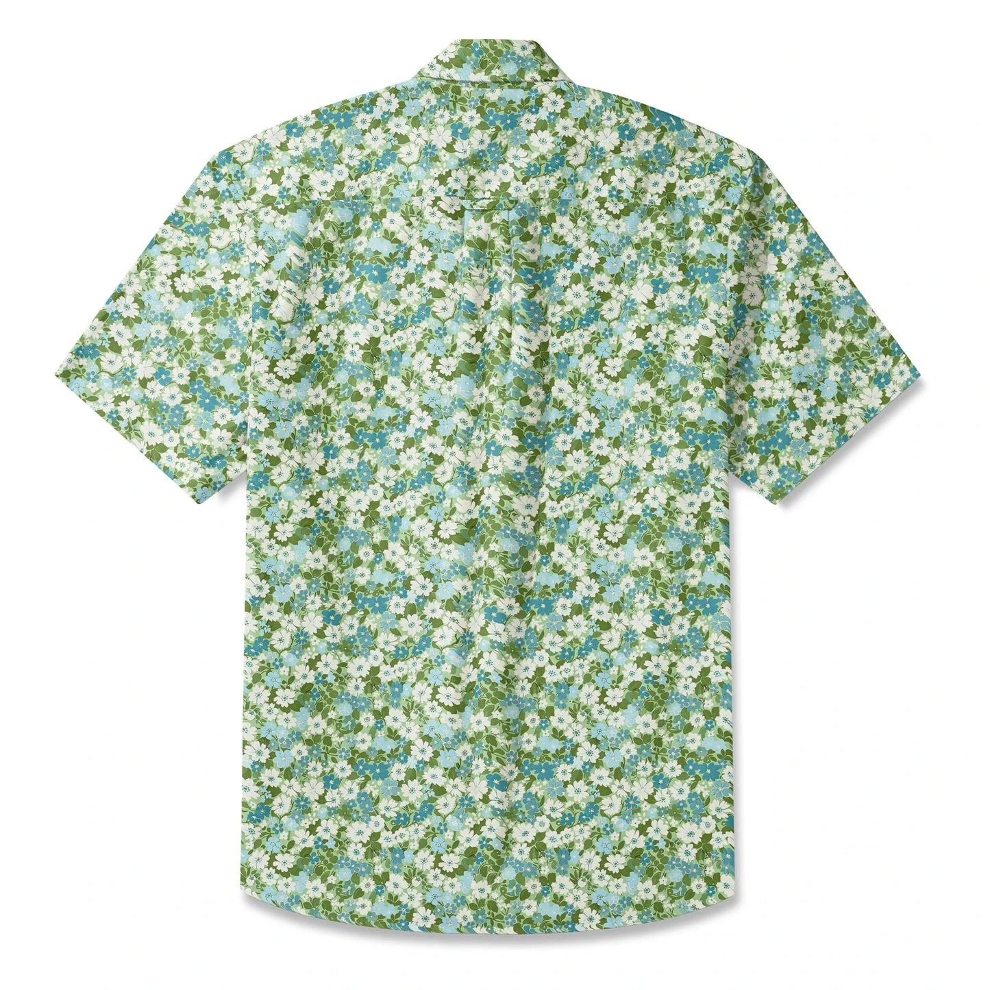 LeosWare® Flower Men's Hawaiian Shirt Short Sleeve Button-up 100% Cotton Green Aloha Fresh Blooms