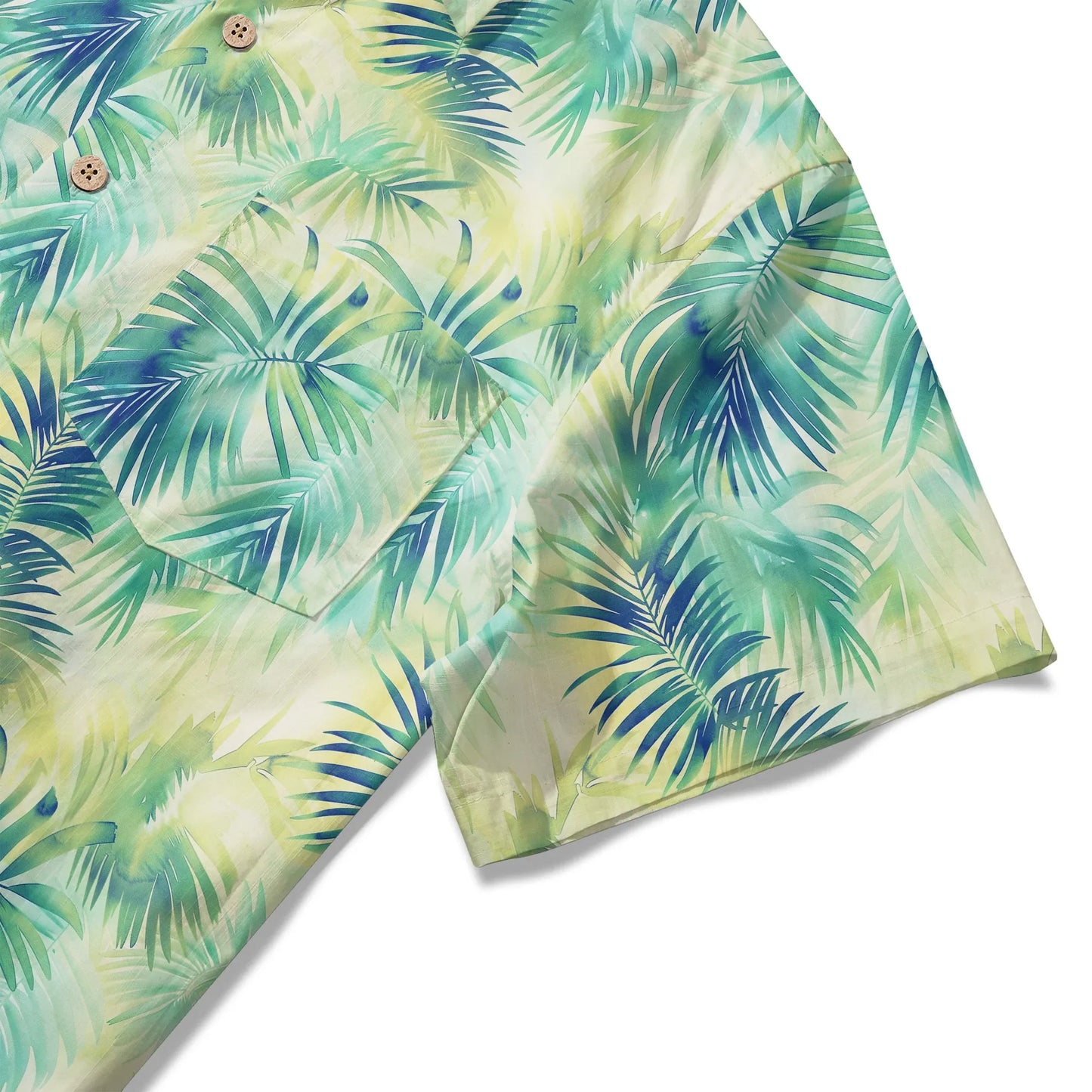 LeosWare® Plant Men's Hawaiian Shirt Short Sleeve Button-up 100% Cotton Green Aloha Coconut Breeze - Summer Delight