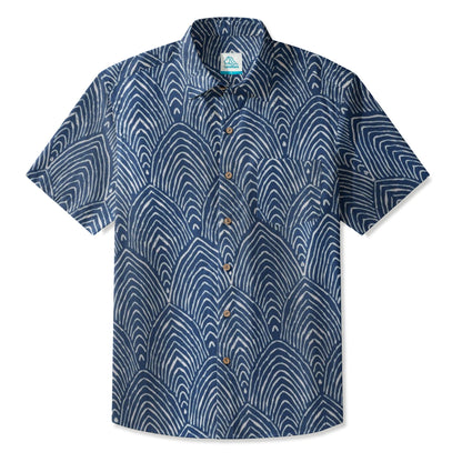 LeosWare® Men's Hawaiian Shirt Short Sleeve Button-up 95% Polyester, 5% Spandex Aloha Sea Scales