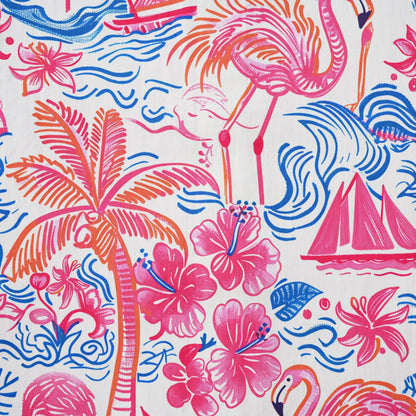 LeosWare® Men's Hawaiian Shirt Short Sleeve Button-up 100% Cotton Aloha Tropical Fire Bay
