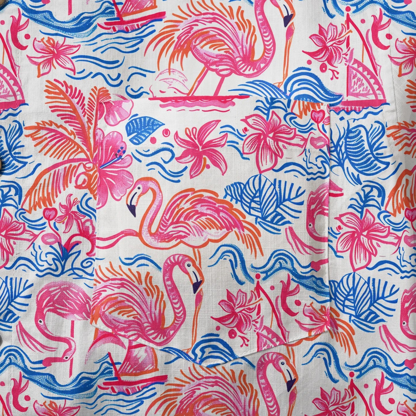 LeosWare® Men's Hawaiian Shirt Short Sleeve Button-up 100% Cotton Aloha Tropical Fire Bay