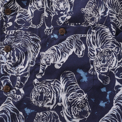 Hawaiian Shirt For Men Tiger King Contest Print Shirt Camp Collar 100% Cotton