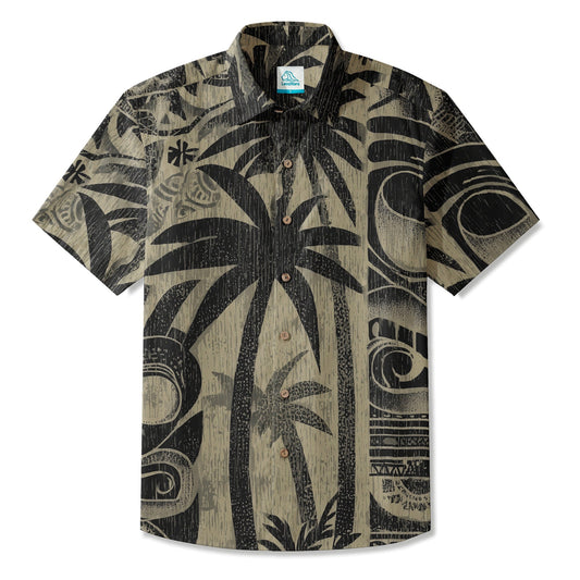 LeosWare® Men's Hawaiian Shirt Short Sleeve Button-up Breathable & Quick-Dry Aloha Tropical Nightfall