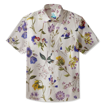 LeosWare® Men's Hawaiian Shirt Short Sleeve Button-up 95% Polyester, 5% Spandex Aloha Botanical Bundle