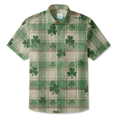 LeosWare® Men's Hawaiian Shirt Short Sleeve Button-up Breathable & Quick-Dry Aloha Saint Patrick's Day