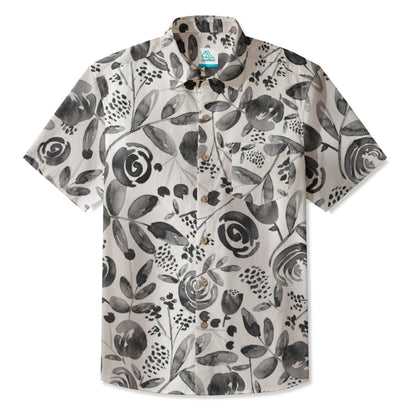 LeosWare® Men's Hawaiian Shirt Short Sleeve Button-up 95% Polyester, 5% Spandex Aloha Blossoming Brush