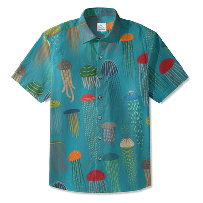 LeosWare® Men's Hawaiian Shirt Short Sleeve Button-up Breathable & Quick-Dry Aloha Jelly Breeze