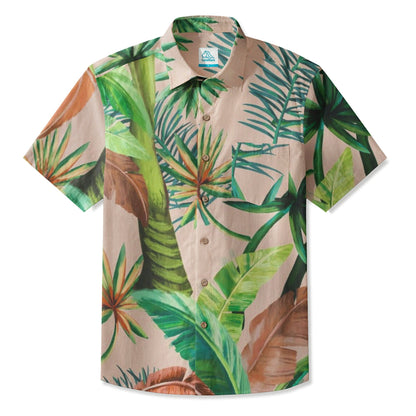 LeosWare® Men's Hawaiian Shirt Short Sleeve Button-up 95% Polyester, 5% Spandex Aloha Pure Essence