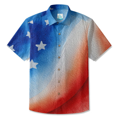 LeosWare® Men's Hawaiian Shirt Short Sleeve Button-up Breathable & Quick-Dry Aloha Flag In Watercolor