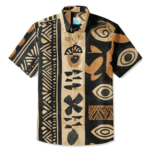 LeosWare® Men's Hawaiian Shirt Short Sleeve Button-up 95% Polyester, 5% Spandex Aloha Sand Code
